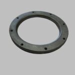 A metal ring clamp with a textured surface and multiple screw holes.