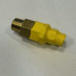 A yellow safety valve with a brass body and threaded end.